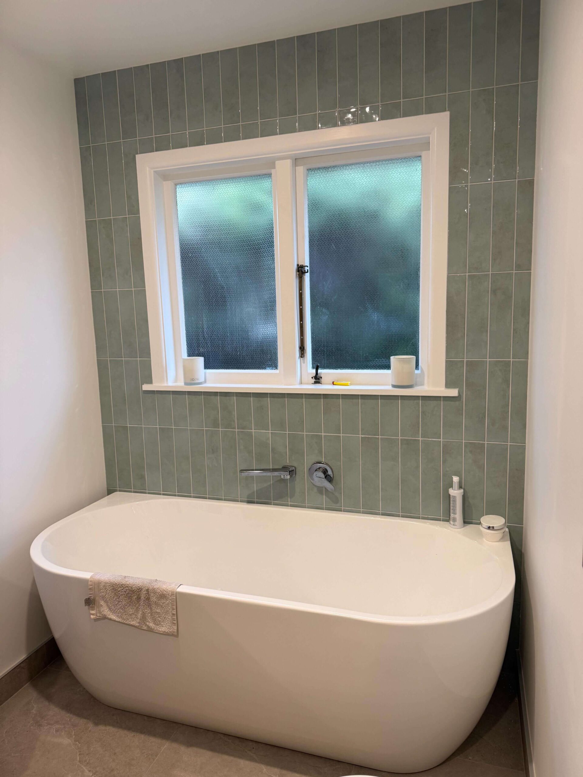 Renovated bathroom in a lived-in home - renovating without moving out